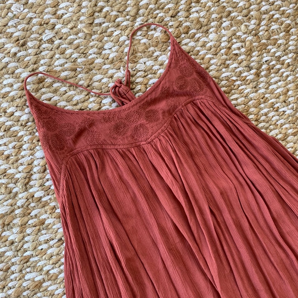 Free People Halter Tie Top Embroidered Maxi Dress